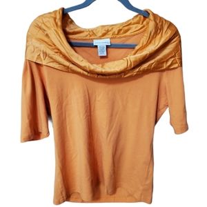 Soft Surroundings cowl neck orange top L